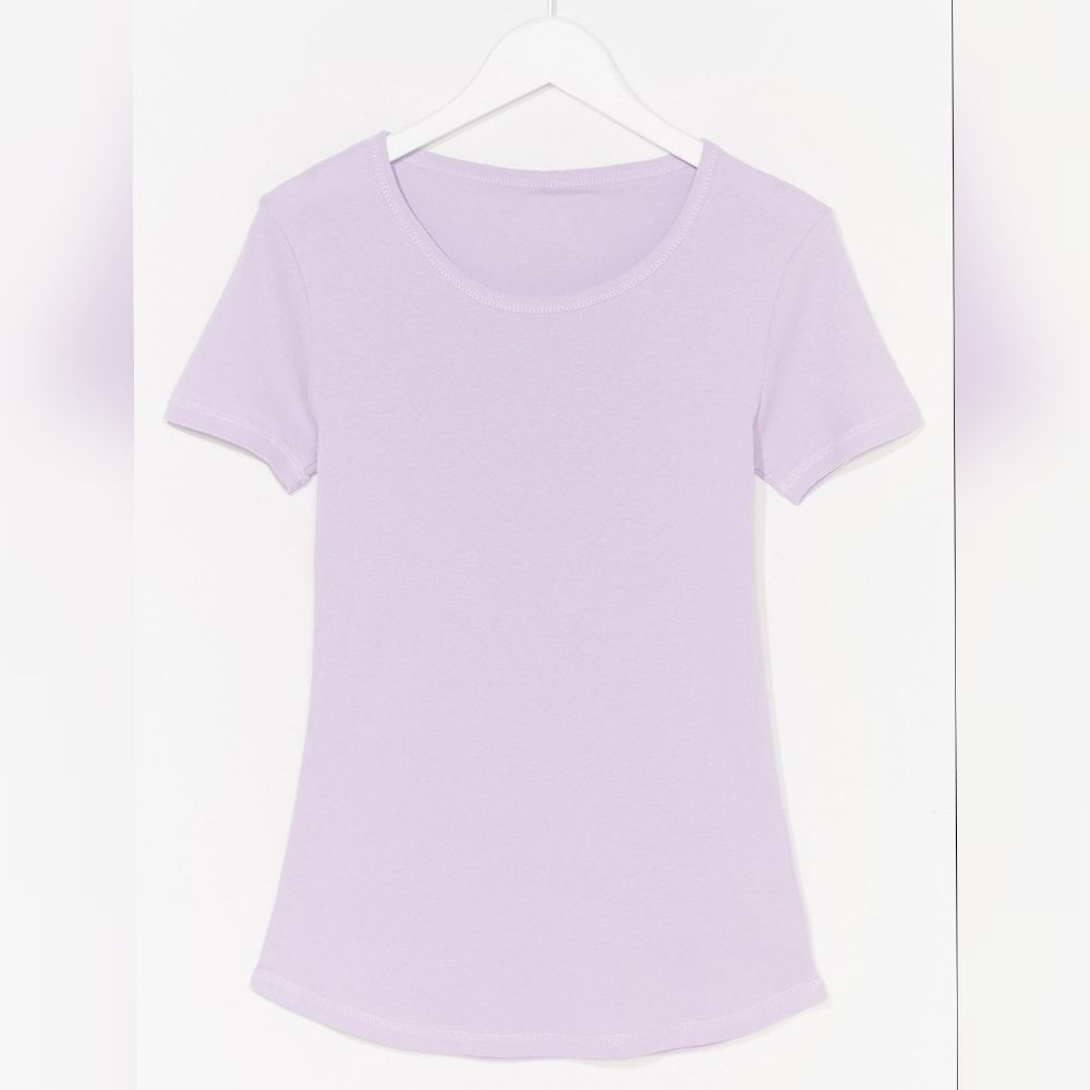 Nasty Gal Pure Cotton Crew Neck Lilac T Shirt NWT